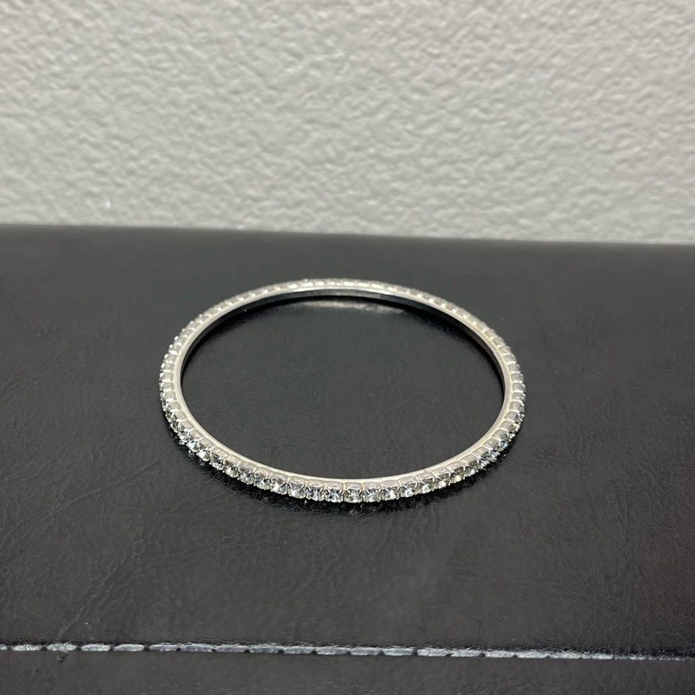 Diamond Bracelet Bangle Women’s Jewelry Silver Grey White Stone Costume​… - Picture 4 of 8